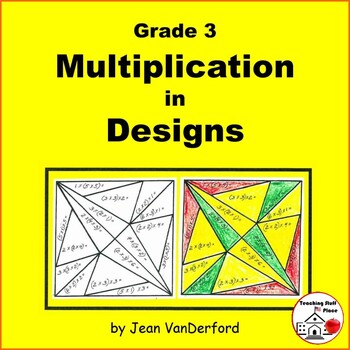 Preview of MULTIPLICATION pages, Color-coded MATH Color by Number Geometric Design Grade 3