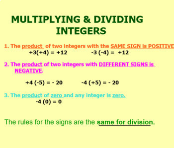 MULTIPLING AND DIVIDING INTERGERS; SMART BOARD by Smart Board Math Mart
