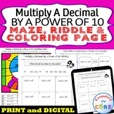 MULTIPLY A DECIMAL BY A POWER OF 10 Maze, Riddle, Coloring