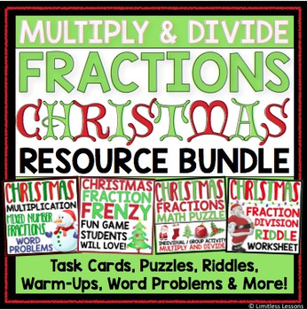 Preview of MULTIPLY AND DIVIDE FRACTIONS CHRISTMAS BUNDLE