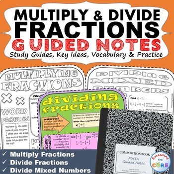 Preview of MULTIPLY AND DIVIDE FRACTIONS Doodle Math Interactive Notebooks Guided Notes
