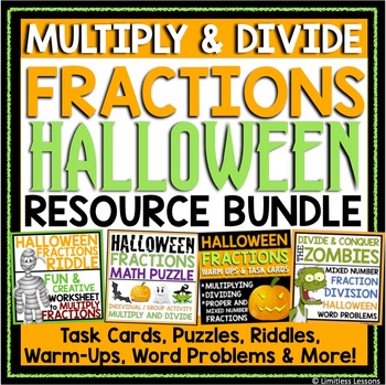 Preview of HALLOWEEN MULTIPLY AND DIVIDE FRACTIONS WORKSHEETS AND ACTIVITIES