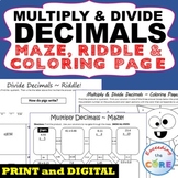 MULTIPLY & DIVIDE DECIMALS Maze, Riddle, Coloring | Google | Distance Learning