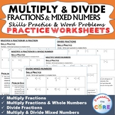 MULTIPLY & DIVIDE FRACTIONS Homework Practice Worksheets S