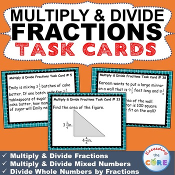 Preview of MULTIPLY & DIVIDE FRACTIONS Word Problems - Task Cards {40 Cards}