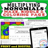 MULTIPLYING MONOMIALS Maze, Riddle, Coloring Page | PRINT 