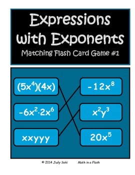 Preview of MULTIPLY MONOMIALS WITH EXPONENTS FLASH CARD GAME