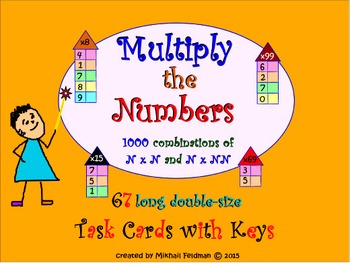 Preview of MULTIPLICATION OF 1& 2 DIGIT NUMBERS: 67 TASK CARDS 1000 Qs Test Prep Worksheets