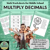 MULTIPLYING DECIMALS-5th/6th Middle School Math Worksheets