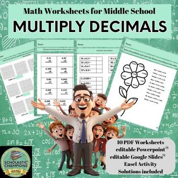 Preview of MULTIPLYING DECIMALS-5th/6th Middle School Math Worksheets