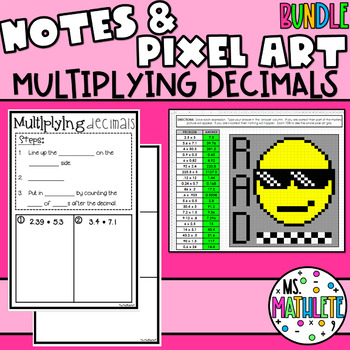Preview of MULTIPLYING DECIMALS Notes & Pixel Art BUNDLE