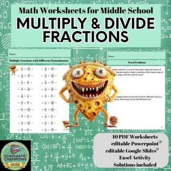 Preview of MULTIPLYING & DIVIDING FRACTIONS - Middle School Math Worksheets