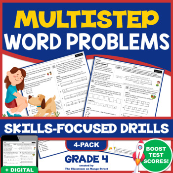 Preview of MULTISTEP WORD PROBLEMS: Skills-Boosting Math Worksheets | GRADE 4  (4.OA.3)