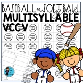 MULTISYLLABLE VCCV Baseball or Softball EOY Review Game fo