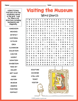 Preview of MUSEUM FIELD TRIP Word Search Puzzle Worksheet Activity