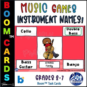 Preview of MUSIC 4 Corners Instrument Names Boom™ Cards Digital Activities Centers Games
