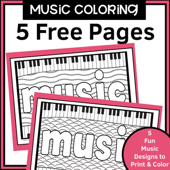 Preview of Music Coloring Worksheets FREE