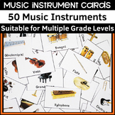 50 Musical Instrument Flashcards for Music Games & Music Centers