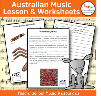 Preview of Australian Music Lessons & Worksheets