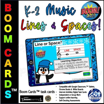 Preview of MUSIC Theory Boom Cards™ Bass Treble Clefs Digital Activities Assessment