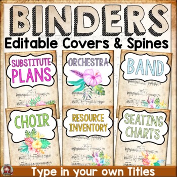 Preview of MUSIC CLASS DECOR: EDITABLE  BINDER COVERS AND SPINES