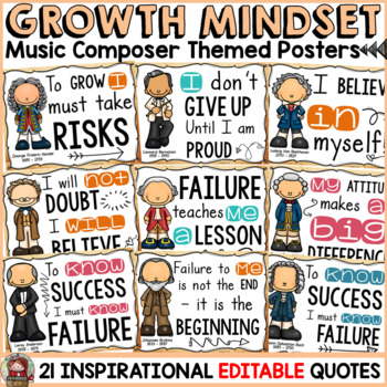 Preview of MUSIC CLASS DECOR: EDITABLE GROWTH MINDSET DISPLAY POSTERS: MUSIC COMPOSERS