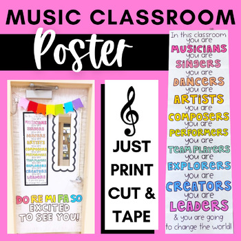 Preview of MUSIC CLASSROOM POSTER | Positive Affirmations | Perfect for any door or wall!