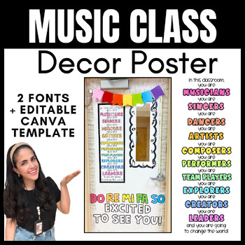 Preview of MUSIC CLASSROOM POSTER | Positive Affirmations | Perfect for any door or wall!