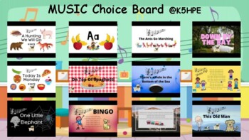 Preview of MUSIC Choice Board - Online Learning, Digital, Remote, Virtual School