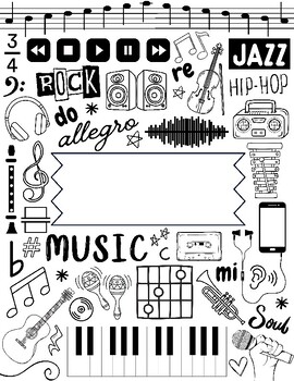 Preview of MUSIC Class Coloring Doodle Page | Coloring Page | MUSIC Lesson Binder Cover
