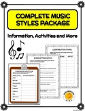 MUSIC - Complete Music Styles Activity Package: Informatio