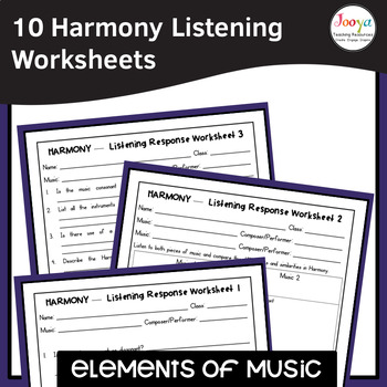 Preview of Elements of Music Harmony Listening Worksheets