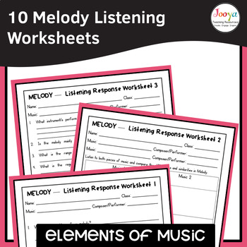 Preview of Elements of Music Melody Listening Worksheets