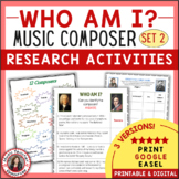 Middle School Music Composer Research Activities Worksheets