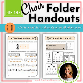 Preview of MUSIC Folder Handouts | Cheat Sheet | 4/4 Note and Rest Values | Rhythm Counting