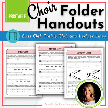 Preview of MUSIC Folder Handouts | Cheat Sheet | Bass Clef | Treble Clef | Ledger Lines