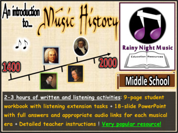 Preview of MUSIC HISTORY ACTIVITIES DIGITAL AND PAPER HOME SCHOOL OR CLASS