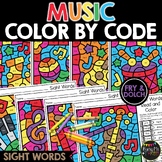 MUSIC Instruments Color by Code Sight Words No Prep Colori