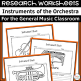 Orchestra Instrument Music Worksheets