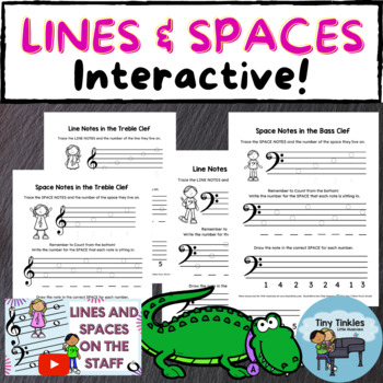 Preview of MUSIC LINES & SPACES Interactive Worksheets