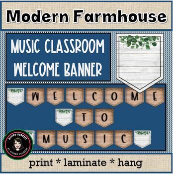 Preview of Welcome to Music Class Banner | Printable Modern Farmhouse Music Bulletin Board