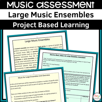 Preview of Music for Large Ensembles | Project Based Learning | 21st Century Skills