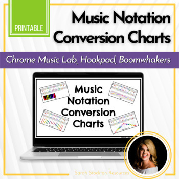 Preview of MUSIC NOTATION Charts for Chrome Music Lab, Boomwhackers, Hookpad, Piano