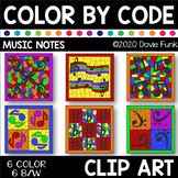 MUSIC SYMBOLS Color by Number or Code Clip Art