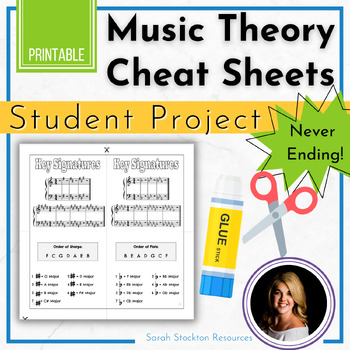 Preview of MUSIC Never Ending Music Theory Cheat Sheets | Folder Handout | Student Project