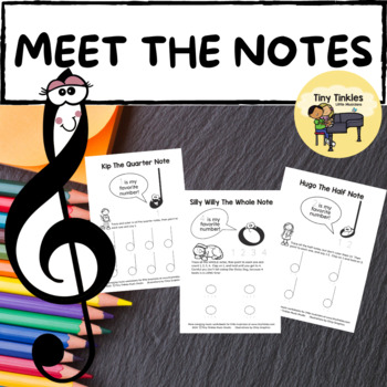 Preview of MUSIC & PIANO Meet the NOTES! Quarter, Half and Whole Note WORKSHEETS