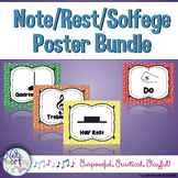 Solfege and Note/Rest Music Poster Bundle {Rainbow Colors}