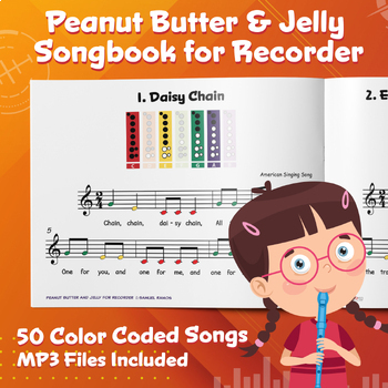 Preview of P&J Songbook for Recorder - 50 SONG PACK - Color-Coded Sheet Music w/ MP3