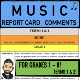 MUSIC REPORT CARD COMMENTS (GRADES 1 - 8) - PROGRESS COMME