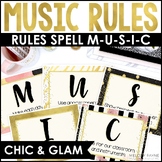 MUSIC Class Rules and Expectations Posters - Chic & Glam M